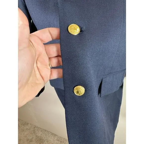 Polo Ralph Lauren Made in USA 100% Worsted Wool Navy Blazer Gold Buttons VTG 20